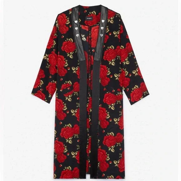 The Kooples Silk Sleeping Roses Printed Kimono - Picture 4 of 12